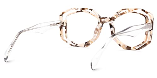Image of Zeelool Unique Geometric Blue Light Blocking Glasses for Women Astrid JGA902506-04 Light-Tortoise
