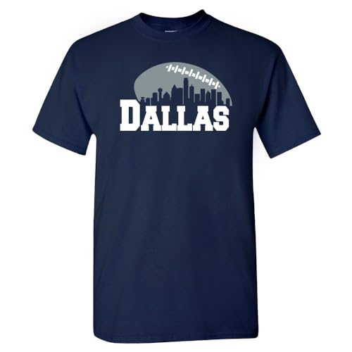 Xtreme Apparrel Dallas Football City Skyline Mens Fan T-Shirt (Navy Shirt 2XL)