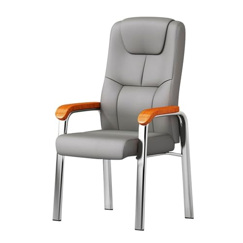 Sillas ejecutivas de sala de conferencias de respaldo alto, sillas de invitados de cuero resistente con reposabrazos de madera, elegantes sillas de escritorio para oficina y hogar, marco de acero al