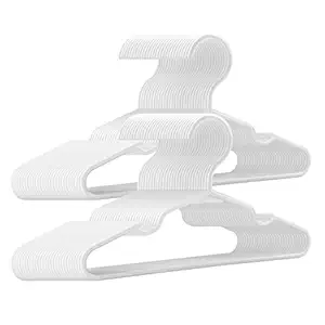 trusir Baby Hangers for Closet 100 Pack White Plastic Kids Children's Clothes Hangers Non-Slip(White,100Pack