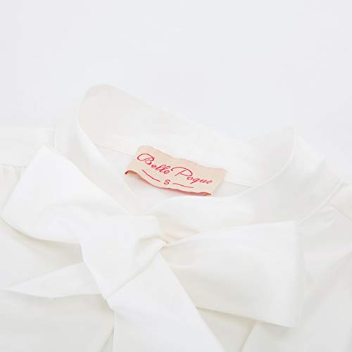 Belle Poque Retro Women Elegant Front Bow Knotting Buttons Short Sleeve T Shirt Top Ivory#819 S steampunk buy now online