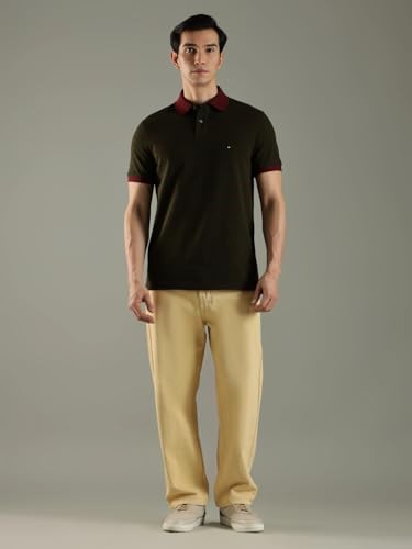 Image of Tommy Hilfiger Solid Regular fit Cotton Polo t-Shirt
