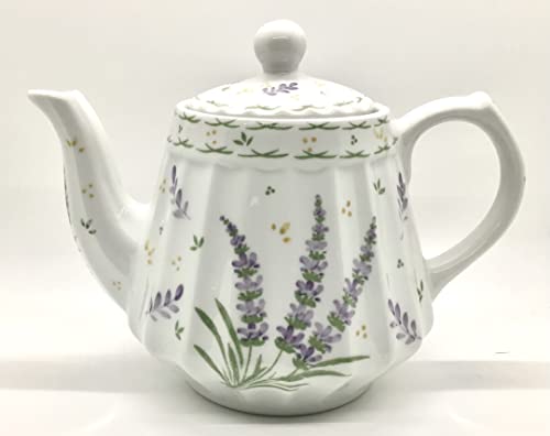 Fine China Coffee Teapot - Lavender Spray - Andrea of Sadek, USA - Loose Tea Strainer Included