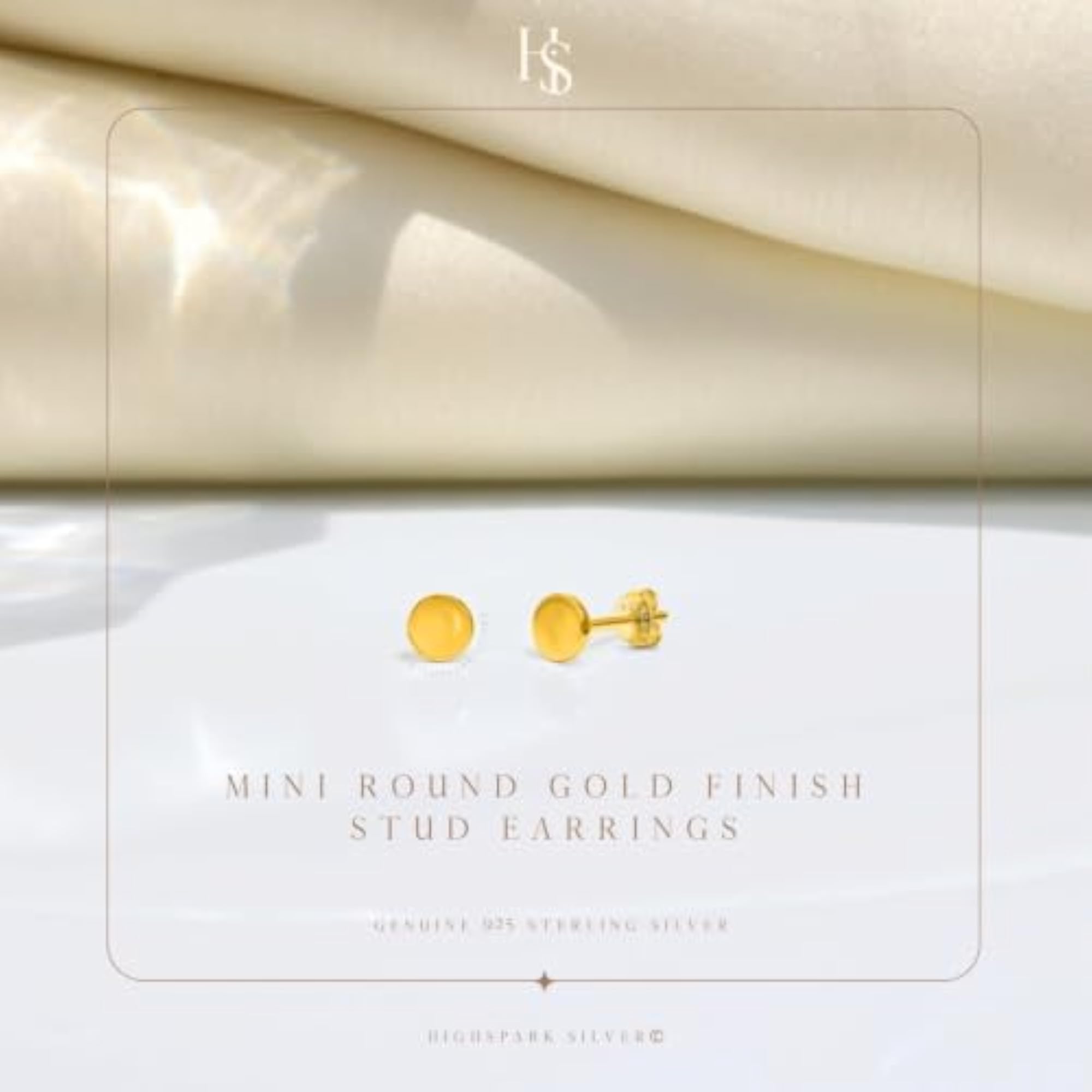 Women's 925 Silver Tiny Round Stud Earrings in 18K Finish