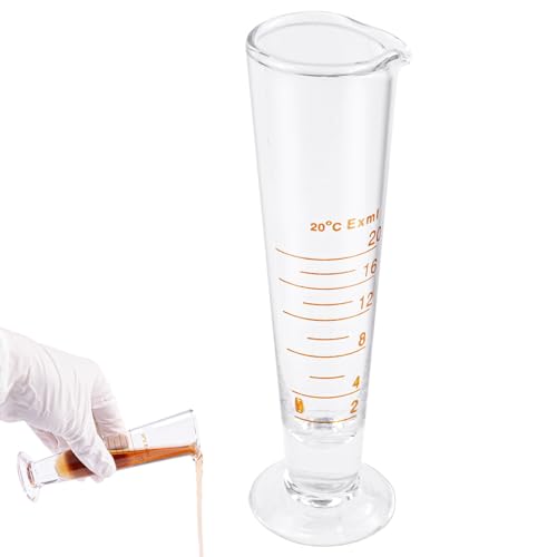Cilindro graduado, vaso cónico de vidrio, taza medidora graduada de laboratorio con boquilla de boca ancha, dispensador de líquido para laboratorio y escuela (20 ml) Cilindro graduado, vaso cónico de vidrio, taza medidora graduada de laboratorio con boquilla de boca ancha, dispensador de líquido para laboratorio y escuela (20 ml)
