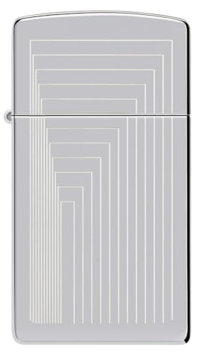 Image of Zippo Slim Laser Pattern Design High Polish Chrome, Windproof Pocket Fuel Refillable Lighter, BIS Certified