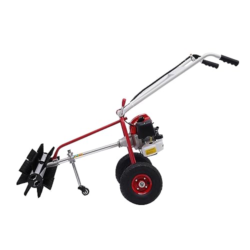 Power Broom Brush Artificial Grass,Sweeper with Wheel Hand Push Walk