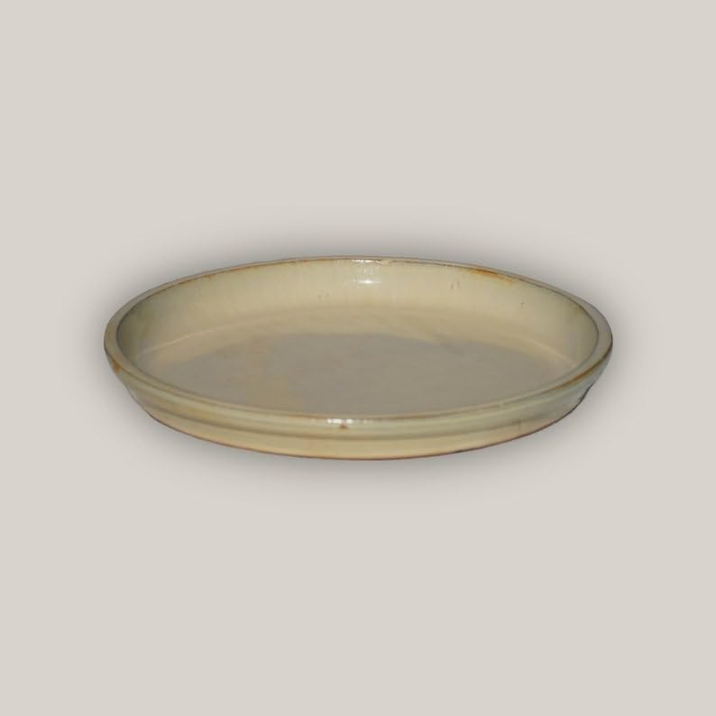 Yellow Cream Ceramic Plant Saucer: Protective Finish
