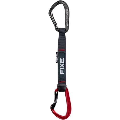 FIXE - Cinta Exprés Picot Team Edition para Escalada Deportiva y Desplomes - Alta Visibilidad y Máxima Precisión - Mosquetones Picot Curve + Straight - Poliamida - 18 cm - Color Rojo