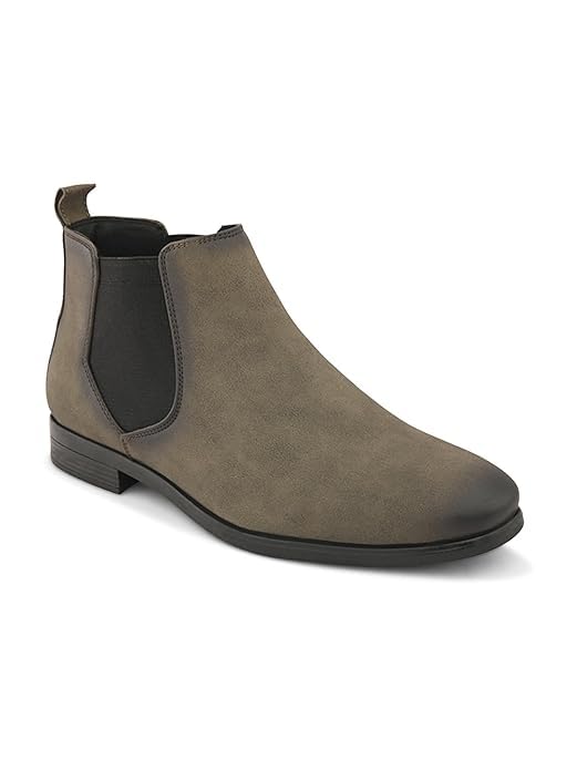 Image of STANPHORD Men Glossy Chelsea Ankle Boots | PU Slip-On Block Heel | Casual Party Office Outdoor Wear (TPSG 9536)
