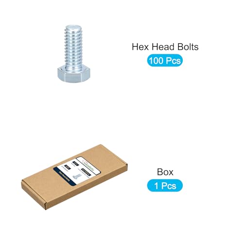 Image of METALLIXITY Hex Bolts (5 /16-24x3 /4) 100Pcs, Carbon Steel Zinc Plated Fully Threaded, UNF Fine Thread Hex Head Screw Bolt - for Furniture Repair, Silver