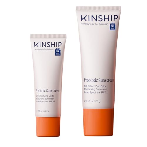 Kinship Self Reflect Probiotic Moisturizing Sunscreen SPF 32 1.75oz + 3.5oz Bundle - For Face & Body - Lightweight 100% Mineral SPF for Sensitive Skin - Sheer Zinc Oxide Sunblock - Clean & Reef Safe