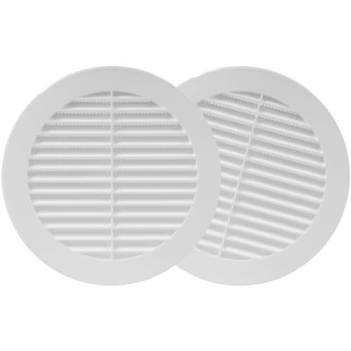 Image of Repa Market 2-Pack 6'' Inch - Plastic White Vent Covers with Flange - Round Soffit Vent - Air Vent Louver - Grille Cover - Protective Screen Mesh - HVAC Ventilation