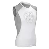 Youth Baseball Chest Protector Softball Padded Shirt Heart Guard Sternum Protection for Baseball,Football,Lacrosse（White Grey,L）