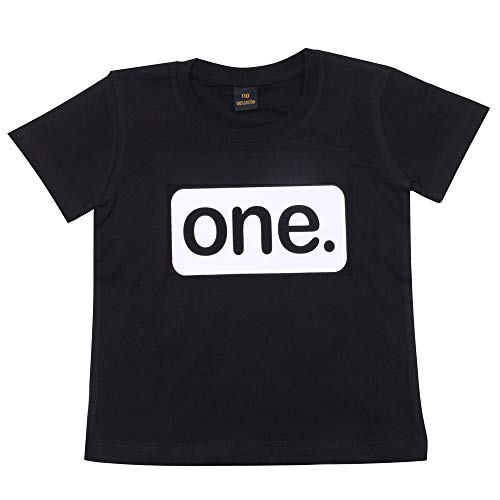 GUCHOL Frist Birthday Outfit Party - 1st Birthday One Year Old Boy Toddler Kids T-Shirt (Black, 12-18 Month)
