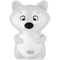 Lampara Bebe Chicco Chicco Luz Nocturna Zorro, Lámpara Infantil Recargable, Luz LED Multicolor de Silicona, Lámpara Bebé Nocturna con 8 Colores, Activación con Un Toque, Blanda y Flexible, Cargador Cable USB Incluido