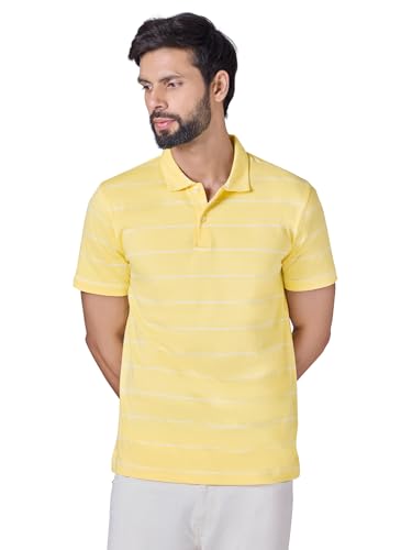Image of XYXX Iinea Men's Stripe Cotton T-Shirt | Polo Collor Tshirts | Half Sleeves | Stripe-Slim Fit
