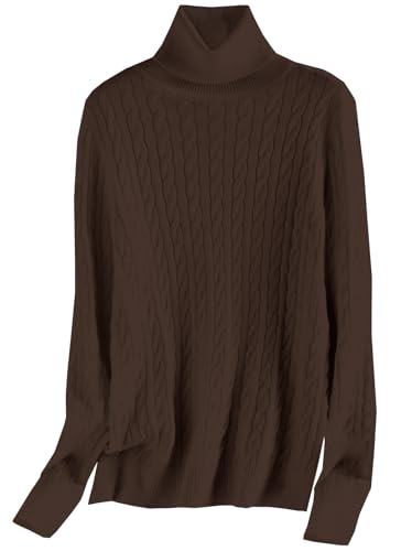 Image of SANGTREE Women's Cable Knit Sweater Long Sleeve Turtleneck Tops | Breathable and Warm Fabric Adapts to Climate Change,Making It Ideal for Autumn,Winter and Transitional Spring Days.