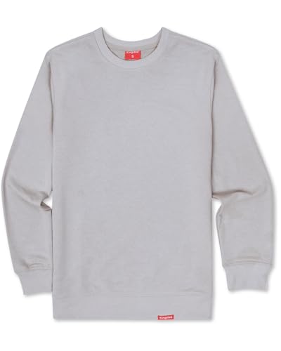 Kingsted Grey Sweatshirt for Men Super Soft Lightweight Sweater Premium Terry Fabric Classic Everyday Comfort Fit (Grey Large)