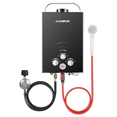 CAMPLUX Portable Tankless Water Heater 1.58 GPM, BW158B Outdoor Propane Water Heater Camping with Dog Washing Hose Attachment with 11.48 FT Garden Hose for Pet Bathing