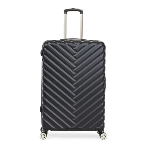 Kenneth Cole REACTION Madison Square Lightweight Hardside Chevron Expandable Spinner Luggage, Black, (28-Inch Checked)