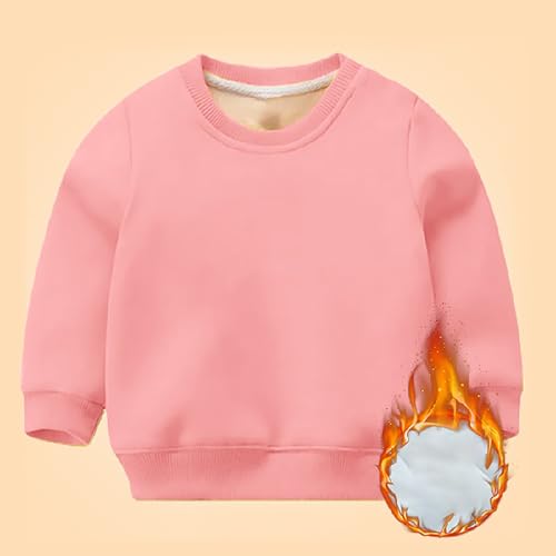 Kids Toddler Winter Fleece Lined Sweatshirt Solid Color Long Sleeve Crewneck Pullover for Boys Little Boy Spring Jacket2
