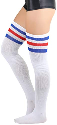 ToBeInStyle Women's Seamless Athletic Thigh Highs With Three Stripe Top4