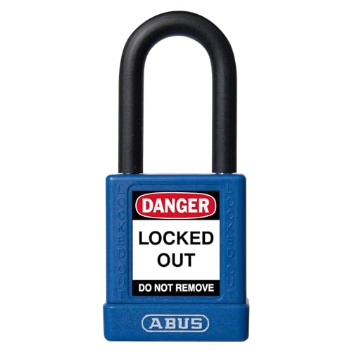 Image of ABUS Blue Lockout Tagout Premium Solid Body Safety Padlock - OSHA Compliant Loto Lock Insulated Against Electric Shock, Keyed Different, 1 Key Per Lock