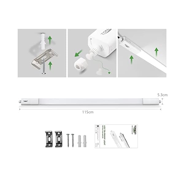 TONFFI LED Feuchtraumleuchte 115CM, 36W 4100LM LED Röhre, Reihenschaltung, Neutralweiß, IP65 Wasserfest Feuchtraumlampe… – Bild 8