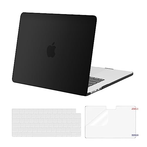 MOSISO 3 en 1 Funda Compatible con MacBook Air 15 Pulgadas 2026-2023 M5 M4 M3 M2 A3448 A3241 A3114, Carcasa Dura para MacBook Air 15,3 Pulgadas&Cubierta Teclado&Pantalla Protector,Negro