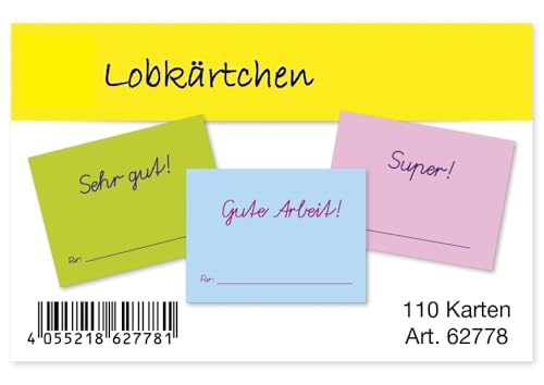 TimeTEX Lobk&auml;rtchen f&uuml;r Sch&uuml;ler - zum Verteilen und Loben - 110 St&uuml;ck im Etui - 62778