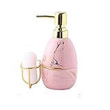Dispensador de jabón Multifuncional Botella de cerámica Dispensador de jabón Botella vacía Ratina de Bola de lavavajillas Adecuada para baño y Cocina Dispensador de jabón líquido (Color: Rosa)