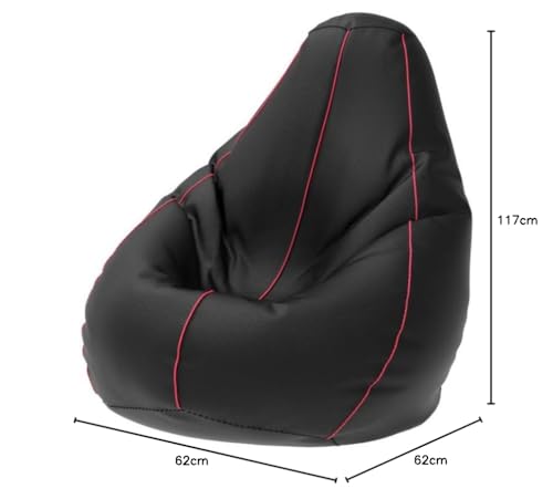 Image of Biggie Bean Bag with Beans Filled 4XL 3D Edge Bean Bag with Free Cushion and Footrest - Official : PipedPerfection Bean Bag Combo (Matching Color : Regular, Black Pink)