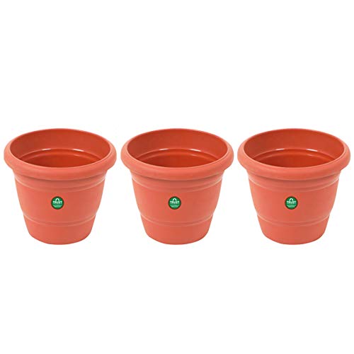 TrustBasket UV Treated Plastic Round Pot (6 Inches)-Terracotta Color-Set of 3 | Heavy Duty Highly Durable Plant Container Gamla for Indoor Home Decor & Outdoor Balcony Garden at Rs. 122