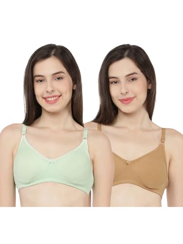 Image of Softline Women's Cotton Rich Wire-Free Non-Padded Molded Bra Combo | Full Coverage & Breathable Comfort | Lightweight, Skin-Friendly Everyday Wear (Pack of 2)