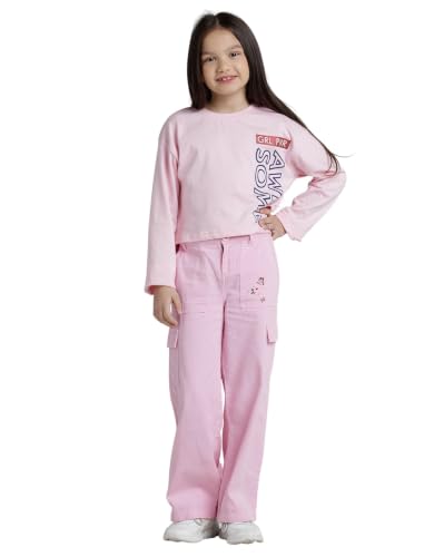 Image of Under Fourteen Only Girls Cotton Tops Collection - Round Neck, Crop Top, Full & Half Sleeve, Drop Shoulder, Ruffle Sleeve, Graphic Printed, Embroidered & Slub Knit Styles