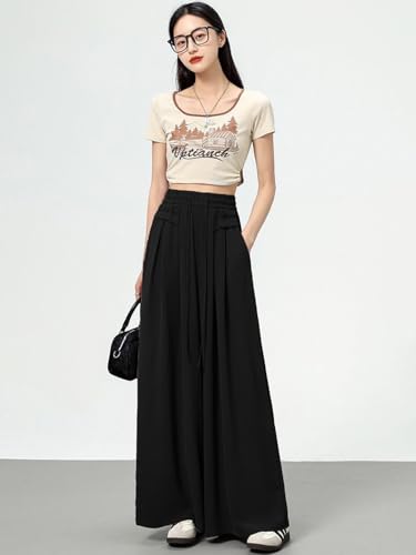 Image of KOTTY Women's Solid|Drawsting|Front Pocket|Wide Leg Style|High Rise|Casual Pant