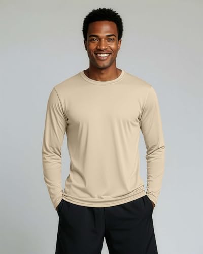 Image of Real Essentials 4 Pack: Men's Dry-Fit UV Moisture Wicking UPF 50+ SPF Sun Protective Fishing Hiking Swim Long Sleeve Shirt