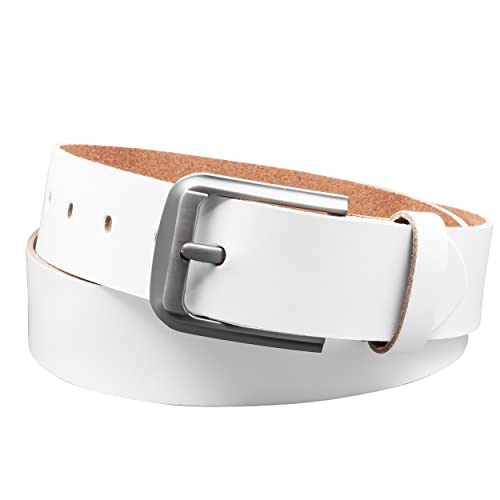 Vascavi Ledergürtel, 4 cm breit, Echtes Leder, Unisex Gürtel für Damen und Herren, MADE IN GERMANY, AM55-SL-Weiss-95
