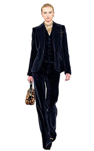 Mi Bo Tong Velvet Suit Women 3 Piece Office Work Business Suit Office Lady Blazer&Pants&Vest Wedding Party Suit