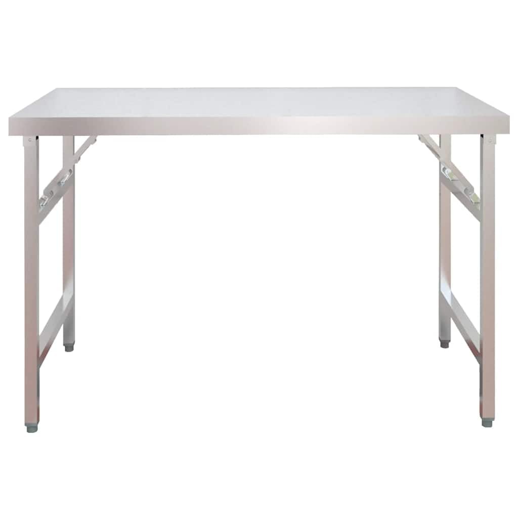 Arbeitstisch, klappbar, aus Edelstahl, mit Regal, 120 x 60 x 115 cm