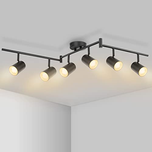 Kimjo LED Deckenstrahler 6 Flammig - Deckenlampe Schwarz Deckenleuchte GU10...