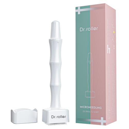 Dr.roller Derma Stamp Hair Growth Men and Women Adjustable Microneedling Dermastamp 0-3mm 140 Pins for Hair Beard Growth Face Body (White Upgrade)