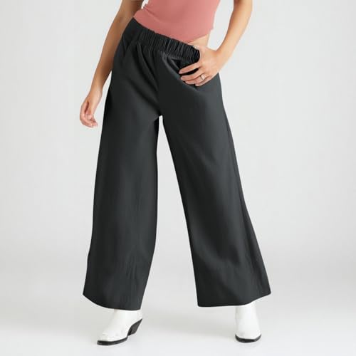 Linen Capri Pants for Women Summer Petite High Waisted Wide Leg Pants Dressy Casual Comfy Cropped Slack with Pockets3