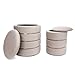 IlGruppone Set 2 Pouf Contenitori in Velluto – Pouf Arredo Moderni Impilabili, Poggiapiedi con Contenitore Salvaspazio, 4 Colori – Grande 37x41 cm, Medio 28x34 cm - Tortora immagine