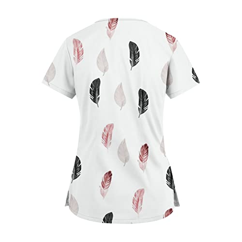 OIOLOYJM Printed Scrub Tops Women Short Sleeve V Neck Plus Size Scrubs for Womens Nursing Uniforms Shirts with Pockets