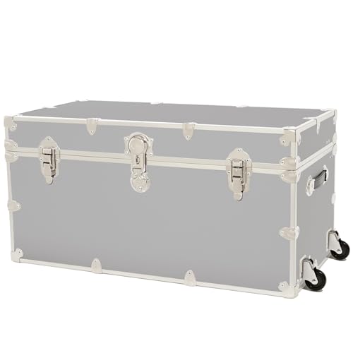 Image of Rhino Trunk & Case Classic XXL Home Storage & College Trunk With Wheels - 36 inchx18 inchx18 inch, Seats 1500+ lbs, Soft-Close Lid. USA Made Secure Dorm Furniture, Organization, Steamer Style Blanket Chest