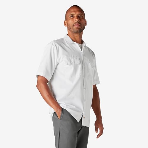Image of Dickies Men's Short Sleeve Work Shirt - Durable Twill Button Down Shirts for Men, Lightweight Uniform for Daily Wear