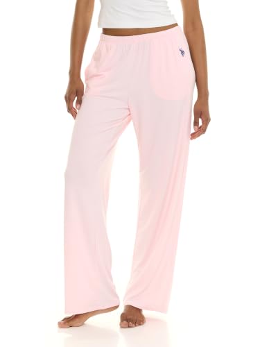U.S. POLO ASSN. Womens Lounge Pants Wide Leg with Pockets Soft Pajama Pants for Women (Ballerina Medium)