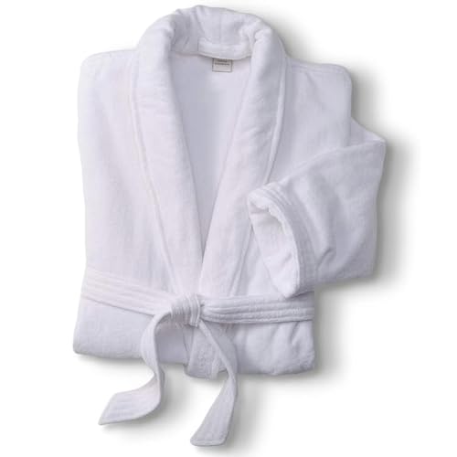 MONARCH Terry Velour Bathrobe - Luxury 100% Cotton Hotel Spa Robe - Plush, Absorbent, Machine Washable - Shawl Collar, One Size